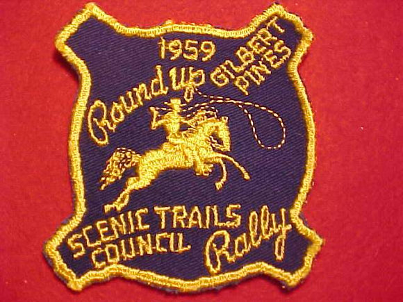 1959 ACTIVITY PATCH, SCENIC TRAILS COUNCIL, GILBERT PINES ROUND UP RALLY