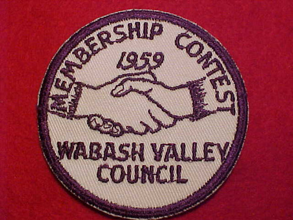 1959 ACTIVITY PATCH, WABASH VALLEY COUNCIL MEMBERSHIP CONTEST