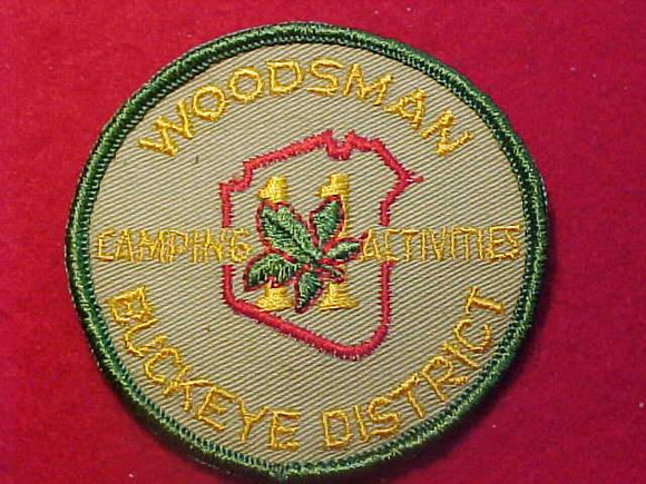 1960'S PATCH, BUCKEYE DISTRICT WOODSMAN, CAMPING ACTIVITIES