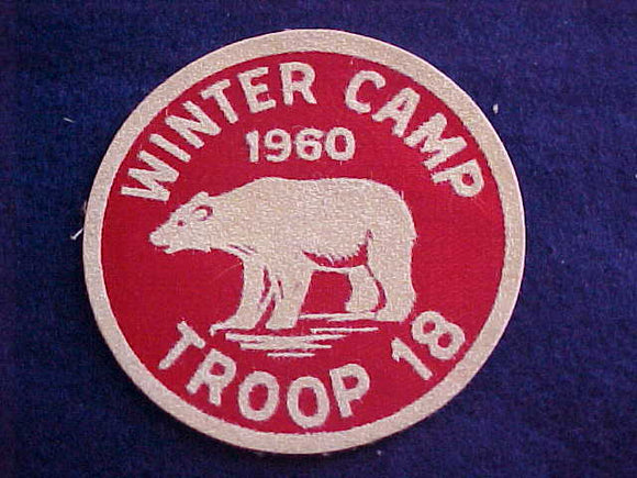 1960, TROOP 18, WINTER CAMP, FLOCKED ON CANVAS