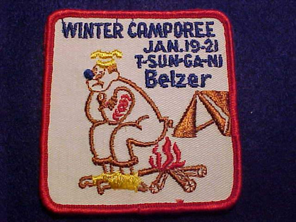 1960'S ACTIVITY PATCH, CAMP BELZER, T-SUN-GA-NU DISTRICT WINTER CAMPOREE