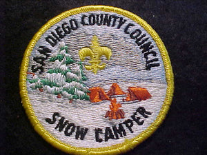 1960'S PATCH, SAN DIEGO COUNTY COUNCIL, SNOW CAMPER