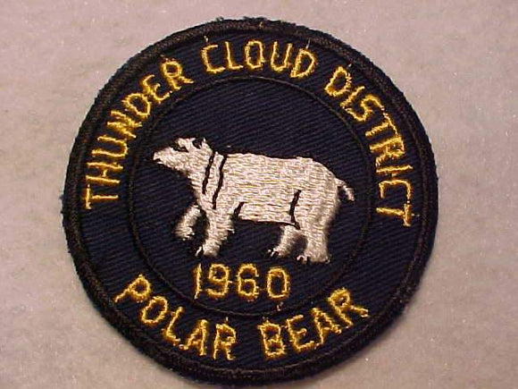 1960 ACTIVITY PATCH, THUNDER CLOUD DISTRICT POLAR BEAR, MINT FRONT-GLUE ON BACK