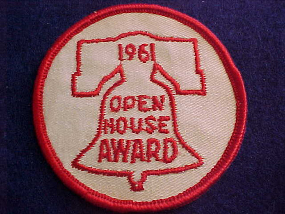 1961 ACTIVITY PATCH, OPEN HOUSE AWARD