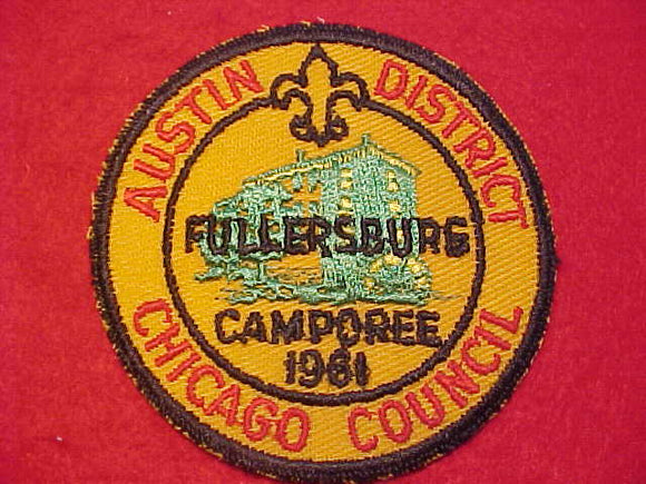 1961 PATCH, CHICAGO COUNCIL, AUSTIN DISTRICT, FULLERSBURG CAMPOREE