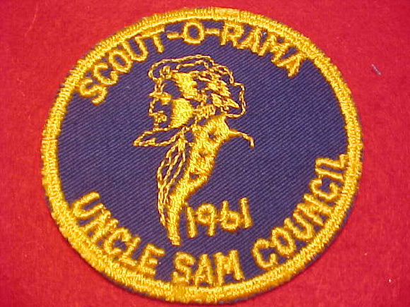 1961 PATCH, UNCLE SAM COUNCIL SCOUT-O-RAMA