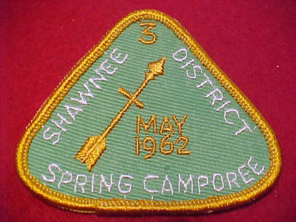 1962 PATCH, SHAWNEE DISTRICT SPRING CAMPOREE, MAY 1962