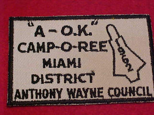 1962 PATCH, ANTHONY WAYNE C., MIAMI DISTRICT "A-OK" CAMPOREE