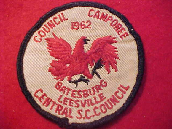 1962 PATCH, CENTRAL S. C. COUNCIL CAMPOREE, USED