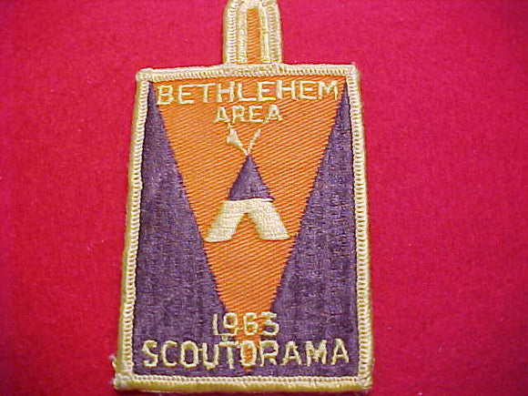1963 ACTIVITY PATCH, BETHLEHEM A. C. SCOUT-O-RAMA, W/ BUTTON LOOP