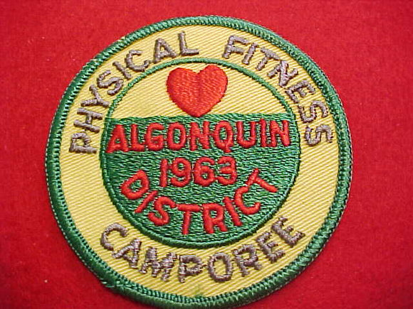 1963 ACTIVITY PATCH, ALGONQUIN CAMPOREE, PHYSICAL FITNESS