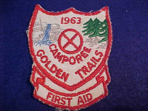 1963 PATCH, CRESCENT BAY AREA C., GOLDEN TRAILS FIRST AID CAMPOREE, USED