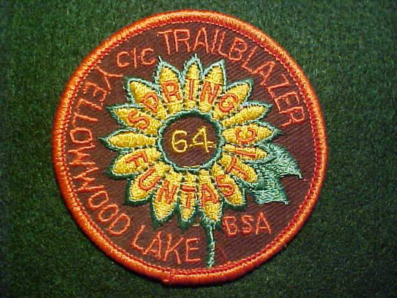 1964 ACTIVITY PATCH, CENTRAL INDIANA COUNCIL, TRAILBLAZER DISTRICT, YELLOWWOOD LAKE