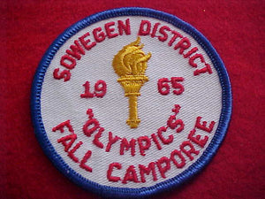 1965, SOWEGEN DISTRICT PATCH, TALL P INE COUNCIL, FALL CAMPOREE "OLYMPICS"