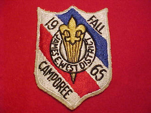 1965 ACTIVITY PATCH, JAMES E. WEST DISTRICT CAMPOREE, USED