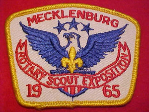 1965 ACTIVITY PATCH, MECKLENBURG COUNTY COUNCIL, ROTARY SCOUT EXPOSITION