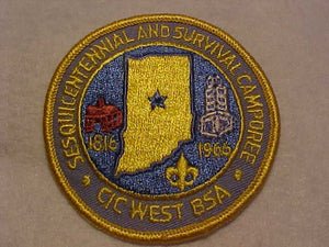 1966 PATCH, CENTRAL INDIANA C. WEST, SESQUICENTENNIAL AND SURVIVAL CAMPOREE