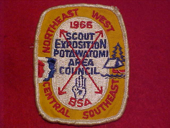 1966 PATCH, POTAWATOMI AREA COUNCIL SCOUT EXPOSITION, USED