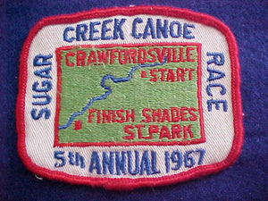 1967, SUGAR CREEK, CANOE RACE, START:CRAWFORDSVILLE/FINISH: SHADES ST. PARK