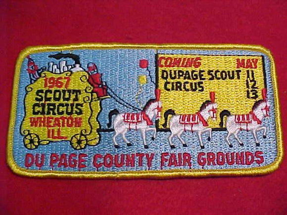 1967 PATCH, DUPAGE COUNTY C. SCOUT CIRCUS, WHEATON, ILL., 6 X 3