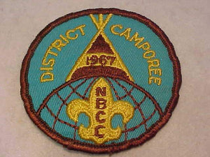 1967 PATCH, NORTH BERGEN COUNTY C. DISTRICT CAMPOREE, USED