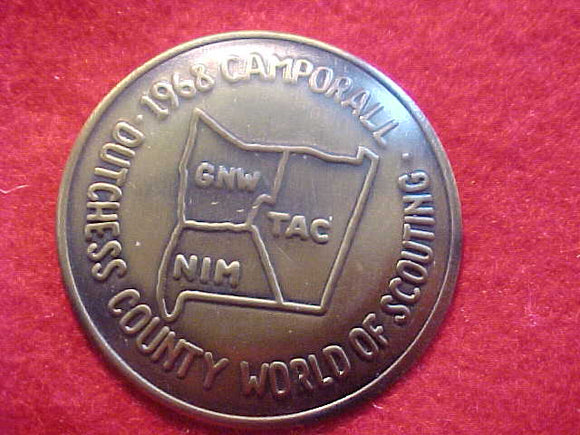 1968 PIN, DUTCHESS COUNTY WORLD OF SCOUTING CAMPORALL, METAL