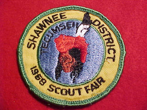 1968 PATCH, SHAWNEE DISTRICT SCOUT FAIR, USED