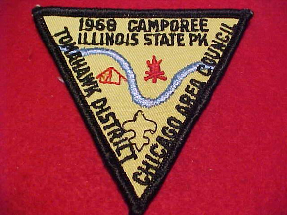 1968 PATCH, CHICAGO AREA C., TOMAHAWK DISTRICT CAMPOREE, ILLINOIS STATE PARK
