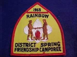 1968 PATCH, RAINBOW DISTRICT SPRING FRIENDSHIP CAMPOREE