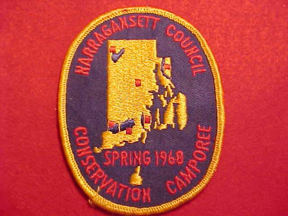 1968 ACTIVITY PATCH, NARRAGANSETT COUNCIL CONSERVATION CAMPOREE, USED