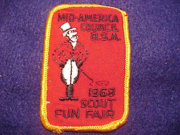 1968 PATCH, MID-AMERICA COUNCIL SCOUT FUN FAIR, USED