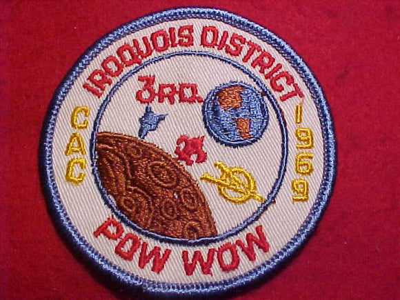 1969 PATCH, CHICAGO AREA COUNCIL, 3RD IROQUOIS DISTRICT POW WOW