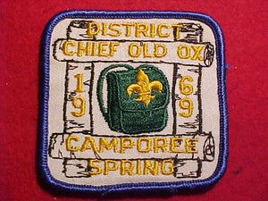 1969 PATCH, CHIEF OLD OX DISTRICT CAMPOREE, SPRING