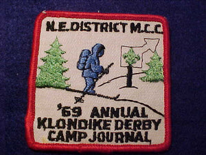 1969 PATCH, MILWAUKEE COUNTY C. N.E. DISTRICT, CAMP JOURNAL KLONDIKE DERBY