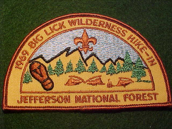 1969 PATCH, BIG LICK WILDERNESS HIKE-IN, JEFFERSON NATIONAL FOREST