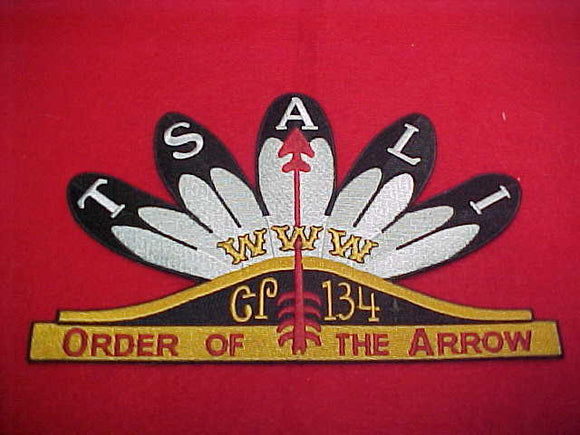 134 J? Tsali jacket patch, 5 feathers, ghosted black fdl just right of #134