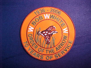 87 J1 BOB WHITE, JACKET PATCH, 1936-2006, 70TH ANNIVERSARY