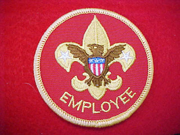 EMPLOYEE, YELLOW LETTERS, COMPUTER DESIGNED, 4 RED STRIPES