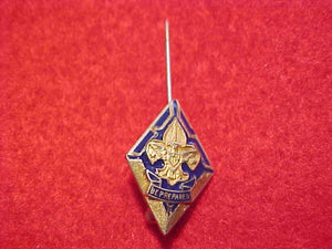 5 YEAR VETERAN PIN, DIAMOND SHAPE, ISSUED 1917-1947, GOLD FILLED