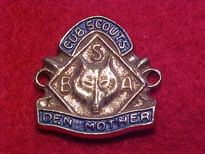 DEN MOTHER, CUB SCOUTS PIN, ORIGINALLY SEWN ONTO LADIES GARRISON HAT,1940'S-50'S