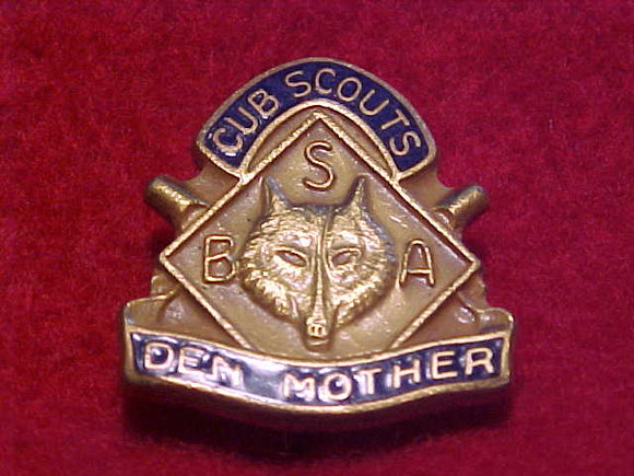 DEN MOTHER, CUB SCOUTS PIN, SPIN LOCK STYLE, 1947-60'S ISSUE