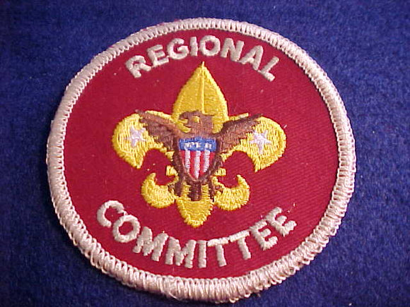 REGIONAL COMMITTEE, 1973-, FLAT ROLLED BDR., PLASTIC OVER GAUZE BACK