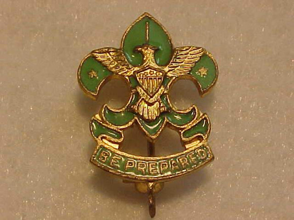ASSISTANT SCOUTMASTER LAPEL PIN, CIVILIAN WEAR, FIRST CLASS SHAPE, 25MM TALL, SPIN LOCK CLASP