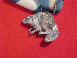 SILVER BEAVER MEDAL, TYPE 4, WITH RIBBON, MID 1950'S-1974, STERLING SILVER, MARKED "STERLING", NO BOX