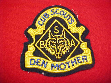 CUB SCOUTS DEN MOTHER, SHIELD SHAPE, CB, FELT, MINT, 1946-72