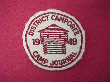 Camp Journal. District Camporee (Milwaukee County Council) (Used) - 1948, red letters