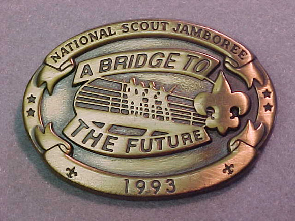 BELT BUCKLE, 1993 NATIONAL SCOUT JAMBOREE, BRIDGE TO THE FUTURE