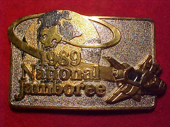 1989 National Jamboree, chrome/gold color belt buckle