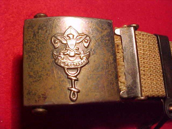 1913 Boy Scouts of America belt buckle, with web belt and clip