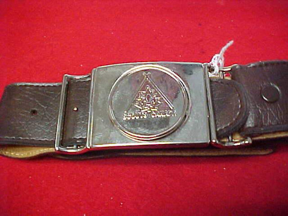 Scouts Canada belt buckle and leather belt 34